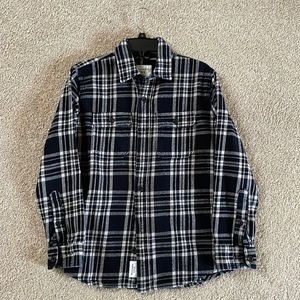 Men’s Oversized Black and White Flannel Button Down Shirt